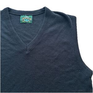 Vintage Jantzen Men's XL 100% Acrylic Black V-Neck Sweater Golf Vest Made In USA